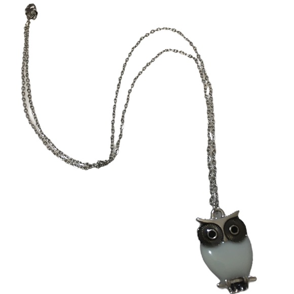 White Owl Necklace 18in Stainless Steel Chain - Picture 2 of 5